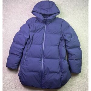 Uniqlo Jacket Womens XL Blue Seamless Goose Down Puffer Coat Full Zip Short